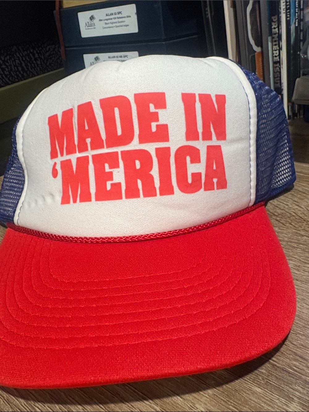 OTTO Trucker Red, White & Blue Mesh Trucker Hat with Bold Front Print